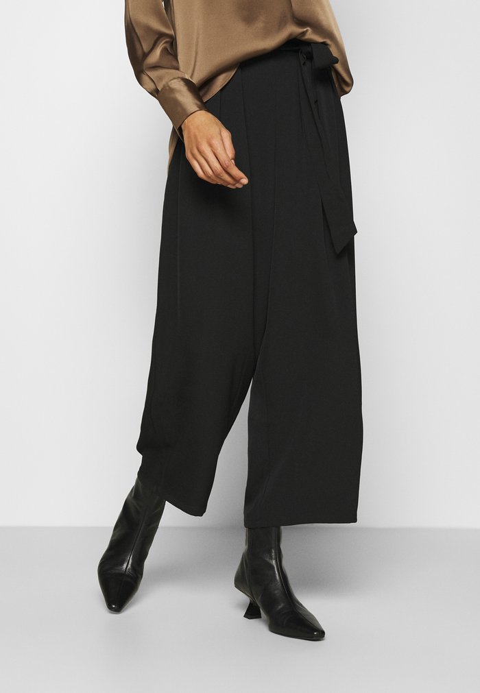 Pantalons Anna Field Larges Cropped Leg With Noir Femme | VIQ-7368667